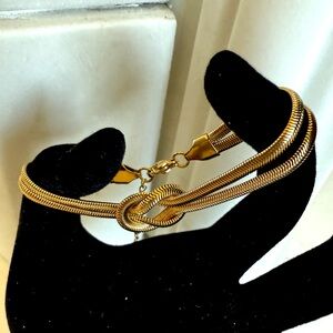 NEW Knotted Twist Double Layered Snake Chain Bracelet Women Gold Stainless Steel